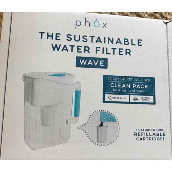 Phox Wave Sustainable Water Filter Pitcher With Clean Pack  BPA-Free  Refillable - Picture 1 of 10